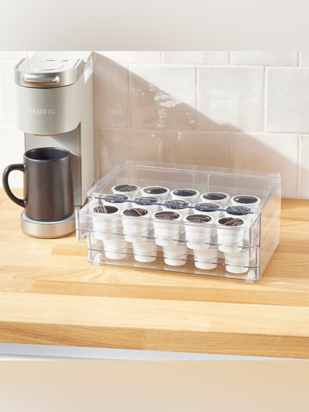 iDESIGN Plastic 2-Tier Coffee Pod
Organizer with Lid Clear: Kitchen Storage NWT